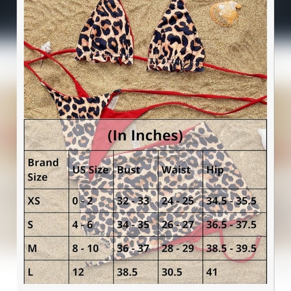 Reversible Leopard and Red 3 Piece Bikini Set NWOT - Picture 6 of 13